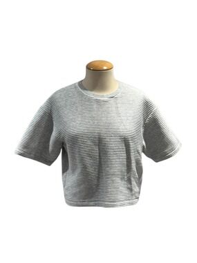 B+AB grey horizontal ribbed boxy t-shirt - size xs